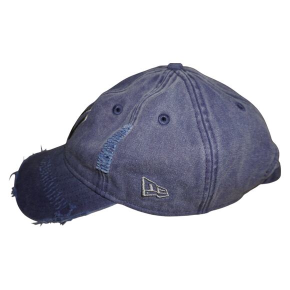 New Era 9FORTY New York Yankees Distressed Denim Dad Hat Blue Adjustable Cap - Picture 2 of 5